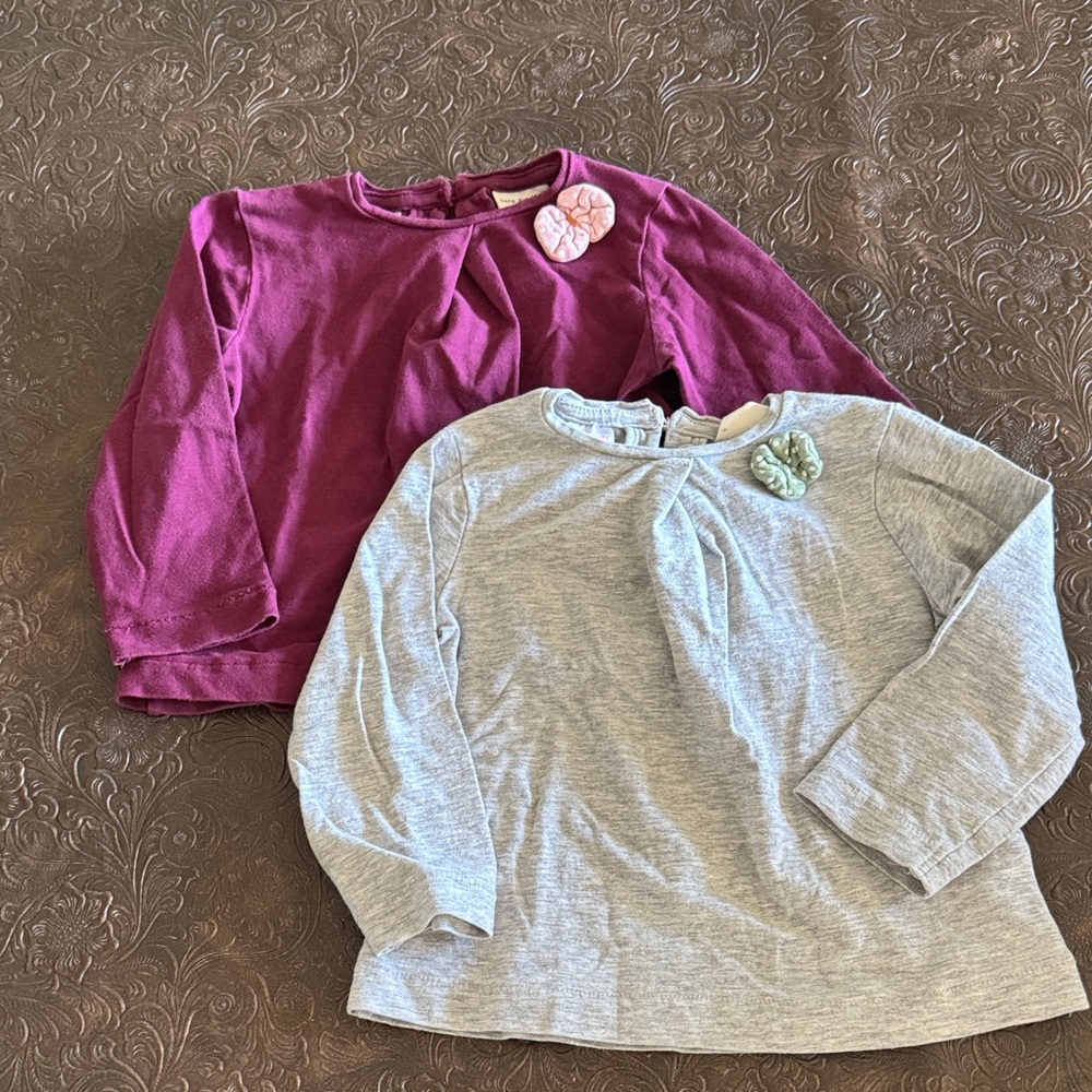 Zara Kids Long Sleeve Tops  Bundle - Burgundy and Light Gray